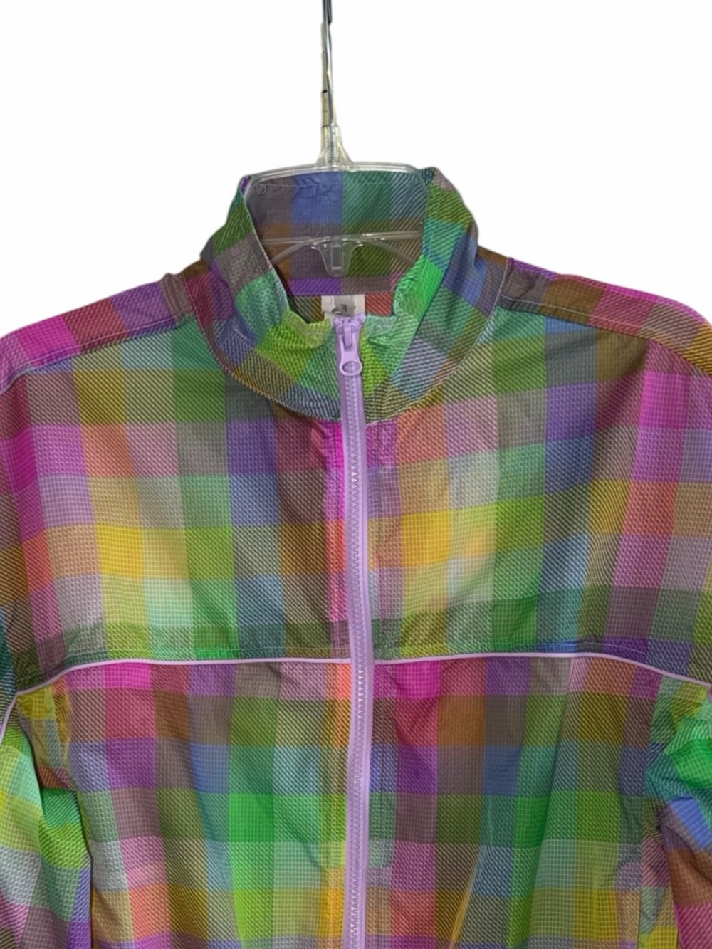 Fabletics Peyton Woven Jacket Candy Check Full Zip Active Sporty Athletic size M - Picture 5 of 9